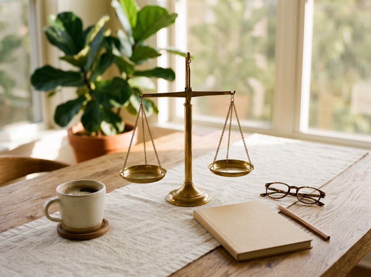 Balanced brass scales on a sunlit table representing how to rebalance your portfolio back to target