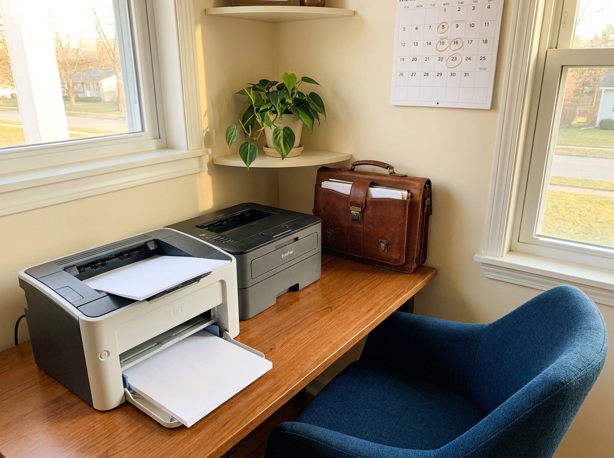 Home office setup for a notary loan signing agent side hustle