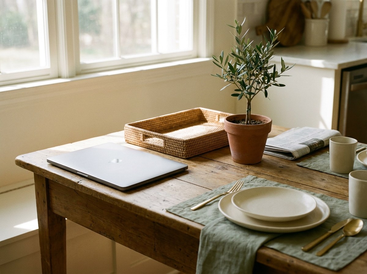 Calm kitchen table after side hustle taxes are handled early in 2026