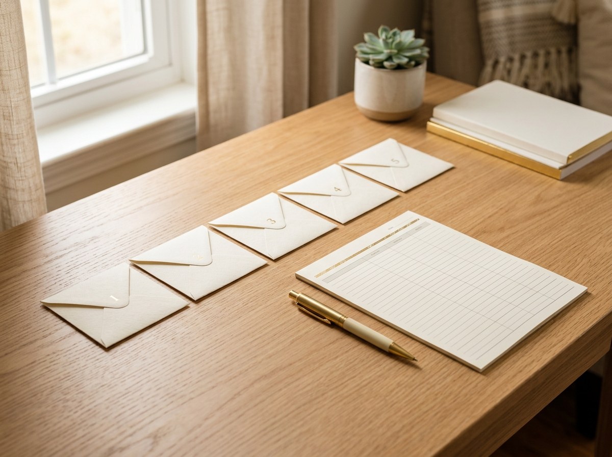 Organized budget envelopes and worksheet showing a sinking fund system — sinking funds budgeting strategy