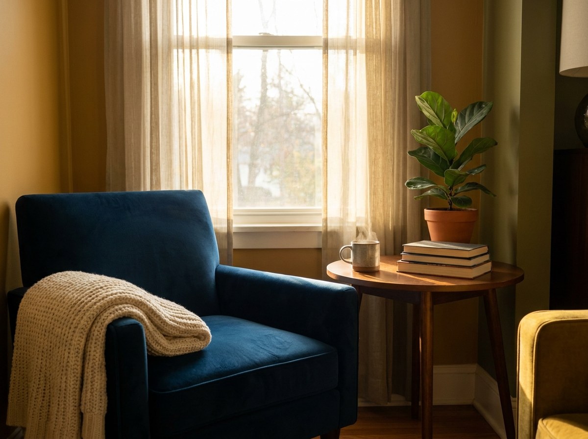 Calm, organized living space representing the financial breathing room you gain when you stop living paycheck to paycheck